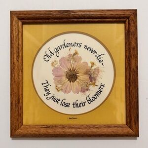 Lasting Impressions Framed Floral Art with Gardeners Quote Real Pressed Flower